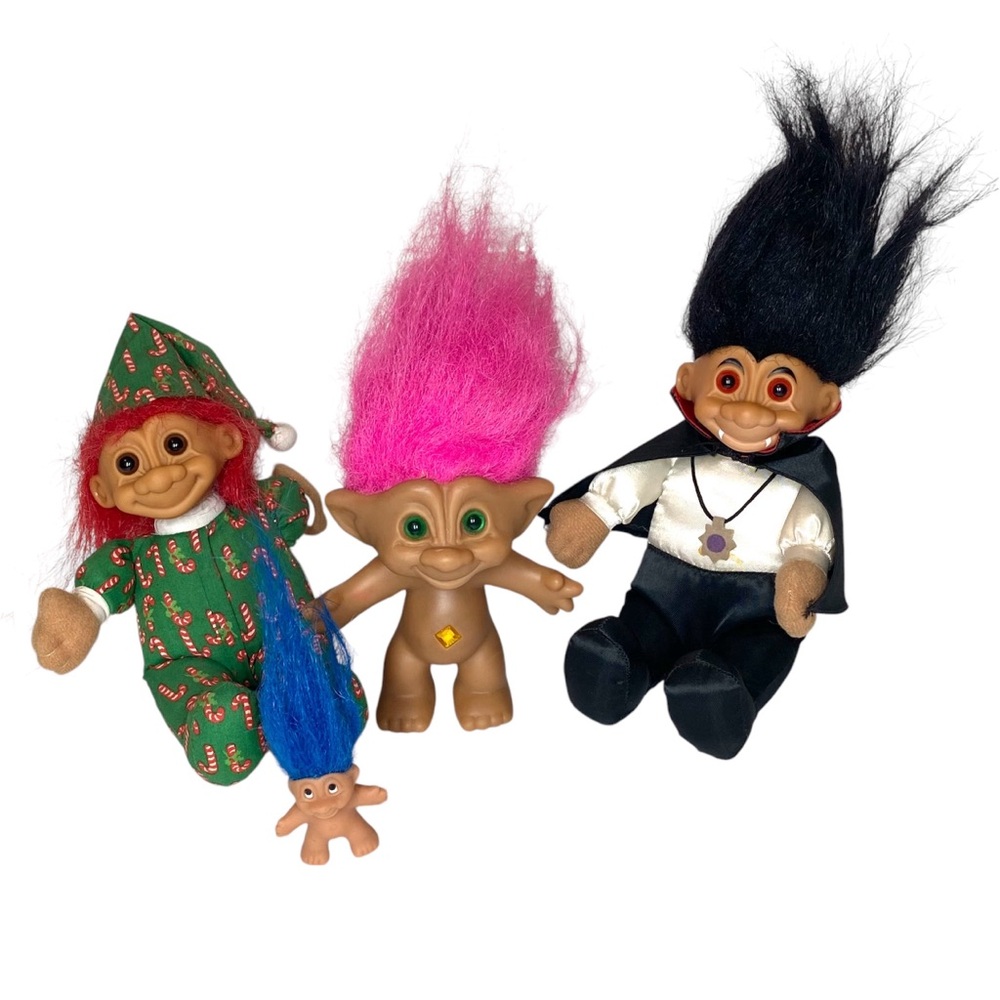 Lot of 4 Vtg 90s TROLLS DOLLS (A2)